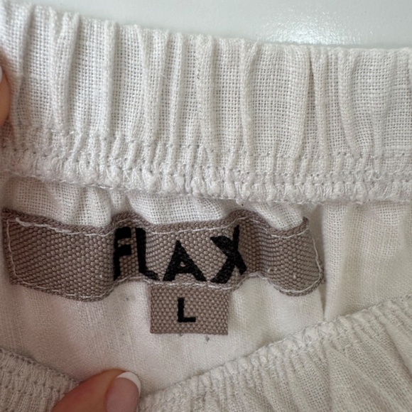 Flax 100% Linen Midi Elastic Waist Skirt White L - Picture 3 of 6